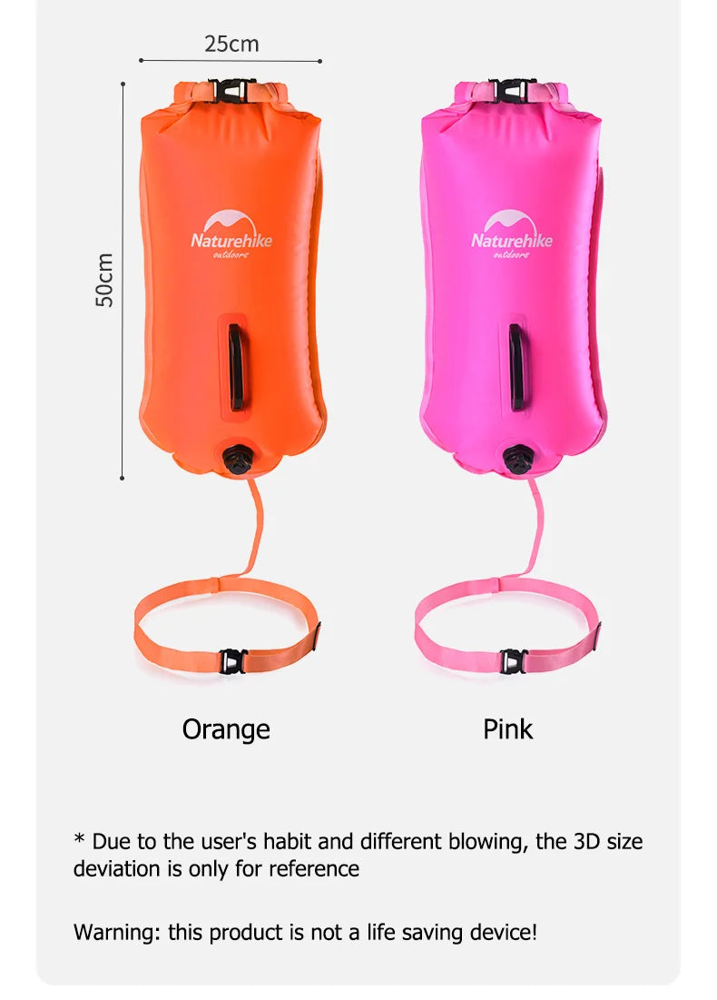 Naturehike Swimming Buoy Storage Dry Bag Adjustable Belt Flotation Bag 3 Layers Inflatable Waterproof Bag Swim Drifting Float