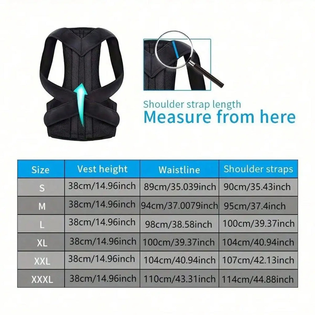 1pc Adjustable Unisex Posture Corrector - Full Back Support - Relieves Neck, Shoulder, Collarbone And Back Pain - Breathable And Adjustable - Corrects Hunchback, Kyphosis, Back Bulge, Thoracic Spine And Spinal Column - Reliev