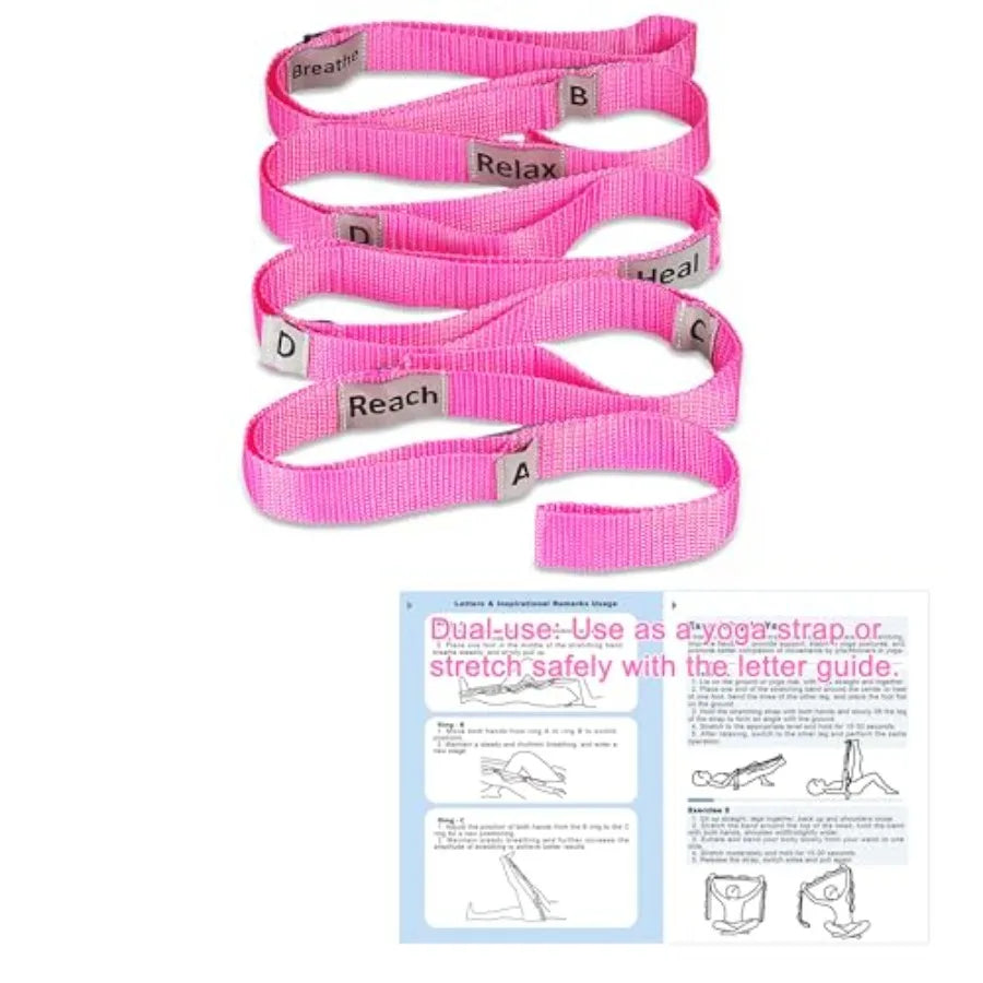 Stretching Strap Yoga Strap with 10 Loops Non-Elastic Stretch Band for Physical Therapy Flexibility Exercise Pilates Dance Gymn