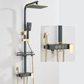 Black Gold Rainfall Shower Faucet Set Brass 4-Ways Liftable Shower Hot Cold Mixed Water Bathtub Mixer System Shower Crane