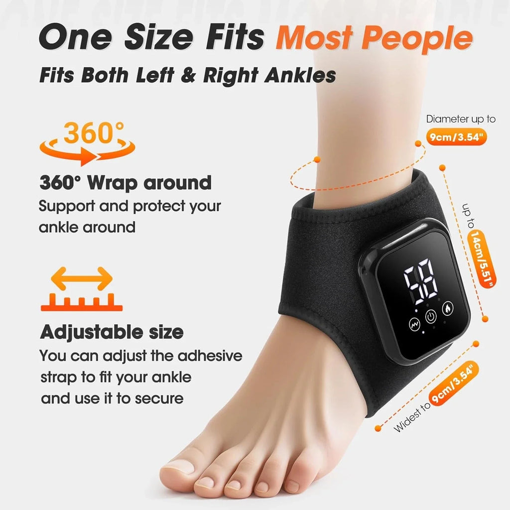 2PCS Electric Foot Ankle Massager 3 Modes Adjustable Vibration Hot Compress Pain Relief Home Ankle Wrist Massage Machine