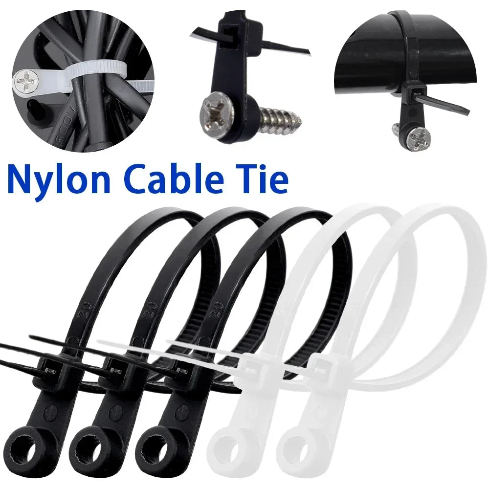 Creative Nylon Cable Ties with Screw Hole Mount Self Locking Loop Wrap Bundle Ties Strap