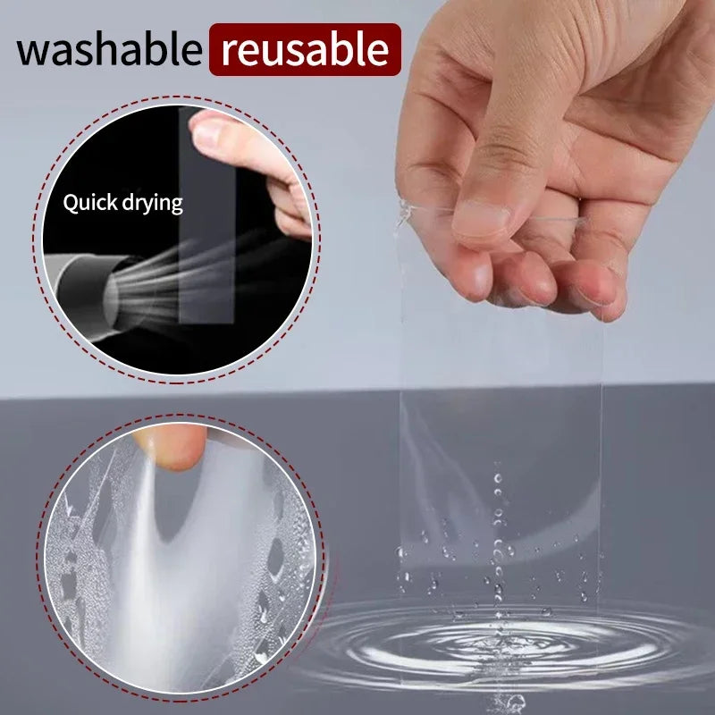 Nano Tape Super Strong Double-Sided Adhesive Tape Transparent Reusable Waterproof Tapes Heat Resistance Bathroom Home Decoration