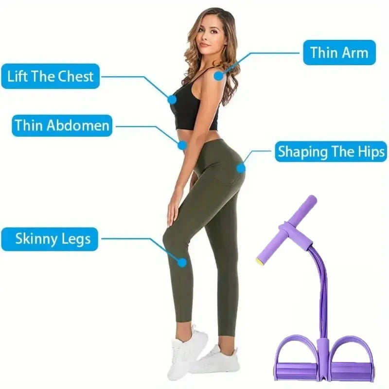 1PC Home Fitness Resistance Bands Set - 4 Elastic Pull Ropes for Full Body Workout Abdominal Exercise Rowing & Other Fitness Activities Strength And Flexibility Enhancer