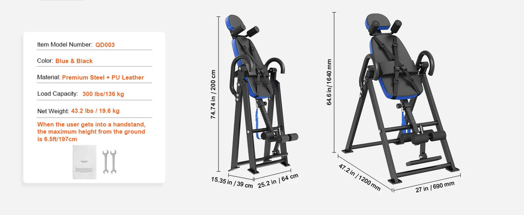 SucceBuy Inversion Table Heavy Duty Inversion Table Decompression Back Stretcher Machine Strength Training Equipment w/Headrest