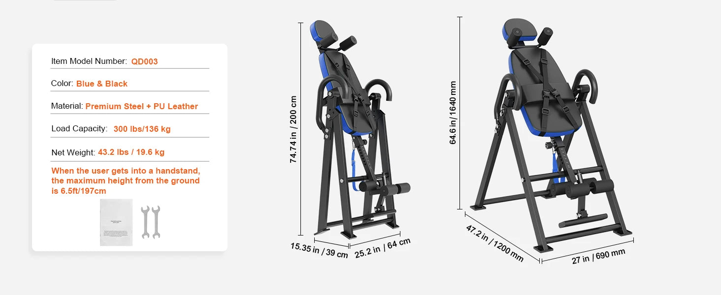 SucceBuy Inversion Table Heavy Duty Inversion Table Decompression Back Stretcher Machine Strength Training Equipment w/Headrest