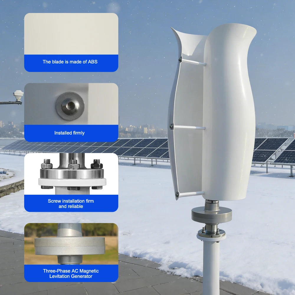 US Delivery 5000W Vertical Wind Turbine 12V/24V/48V Low-Speed Permanent Magnet Generator With Free Charging Controller