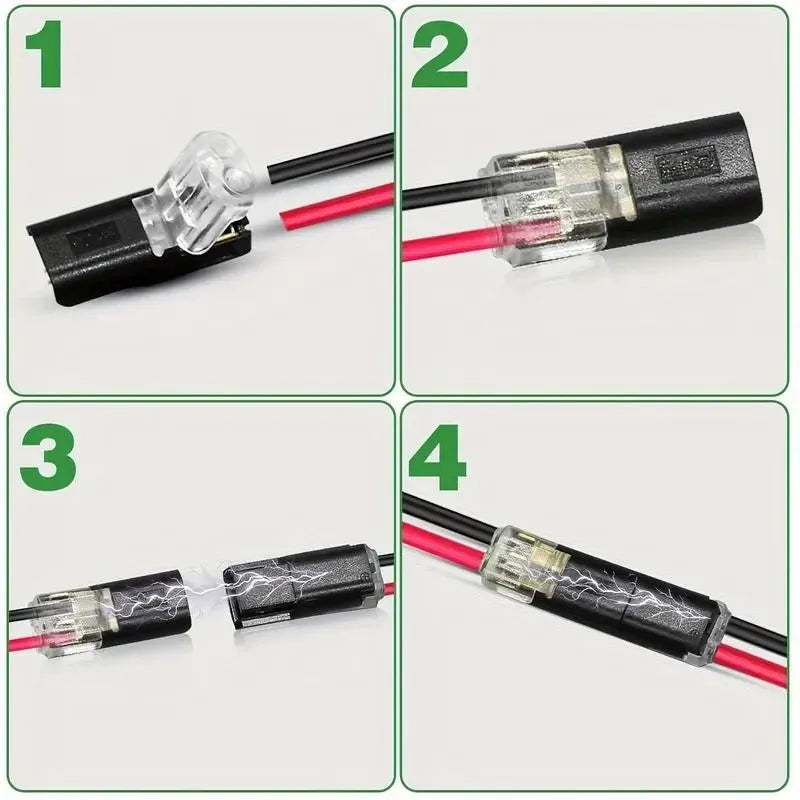 Double-Wire Plug-in Connector Led Light Strip Connectors 2 Pin, Low Voltage Wire Connector with Locking Buckle, Fast Connect Plu