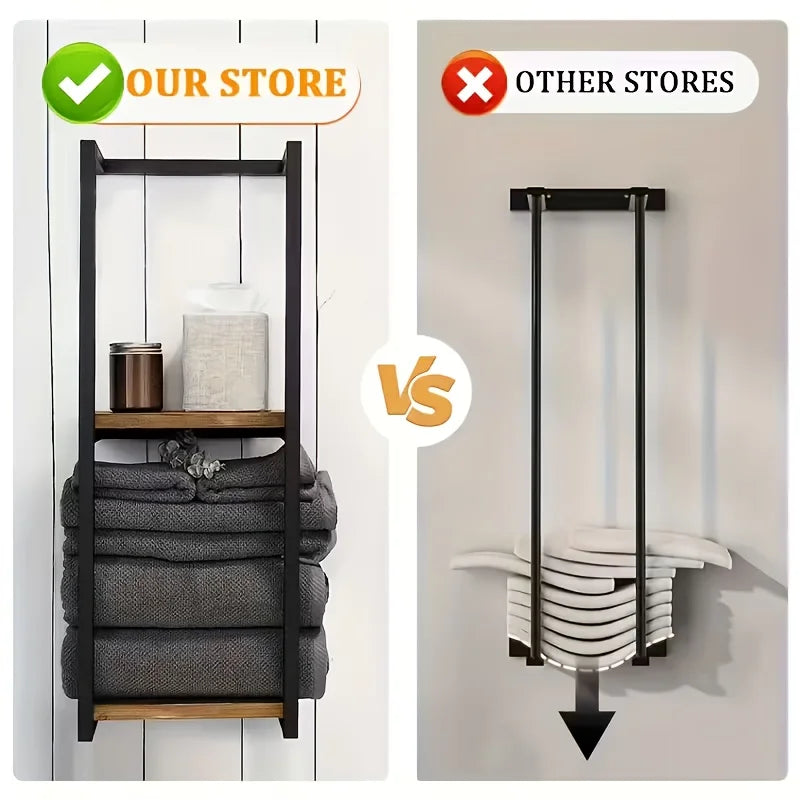 2-layer carbon steel wall-mounted towel rack, no electricity, durable carbon steel m