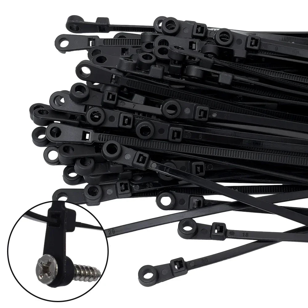 Creative Nylon Cable Ties with Screw Hole Mount Self Locking Loop Wrap Bundle Ties Strap
