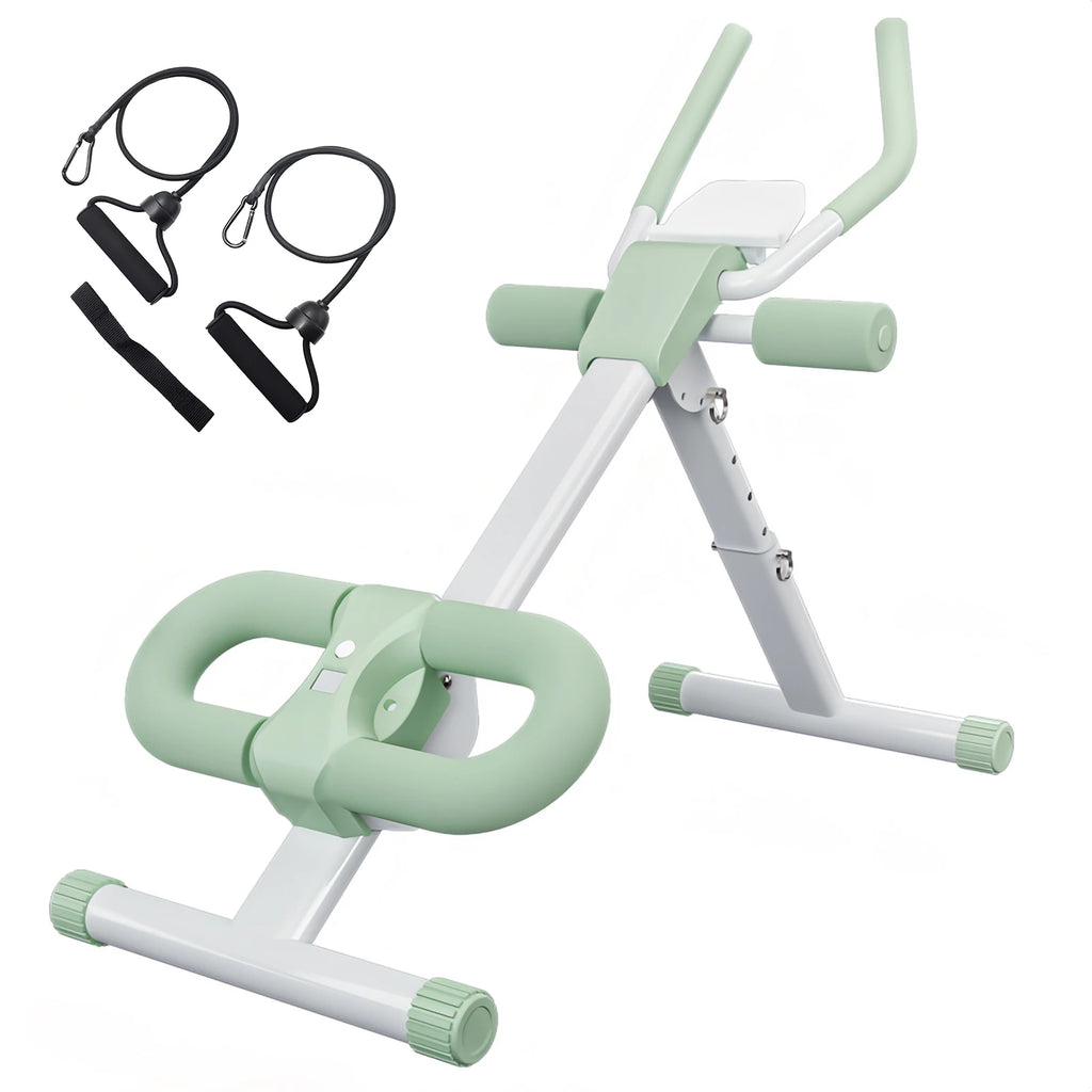 Abdominal Crunch Machine AB Workout Trainers Foldable Full Body Fitness Equipment with Knee & Back Resistance Bands For Home Gym