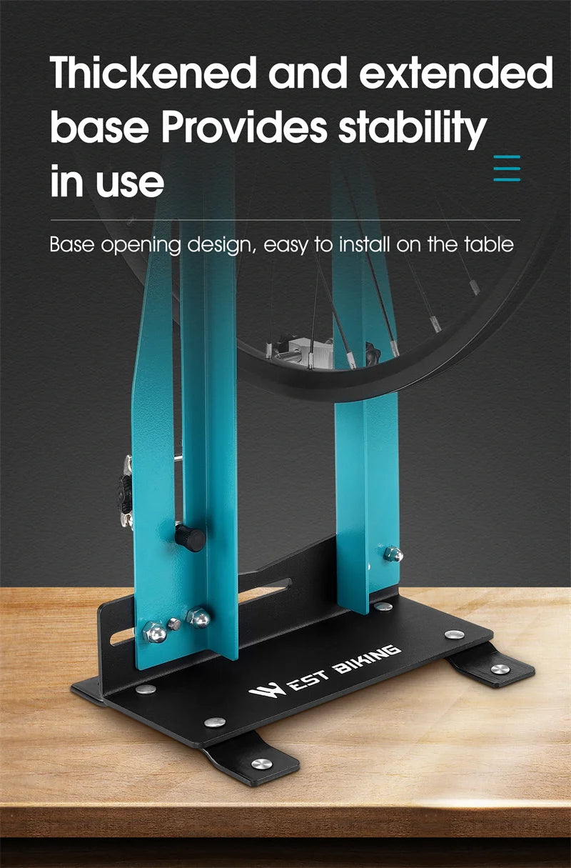 WEST BIKING Bicycle Tuning Table Multi-function Wheel Maintenance Rim Correction Stand Bike Repair Tool For 140-180MM Brake Disc