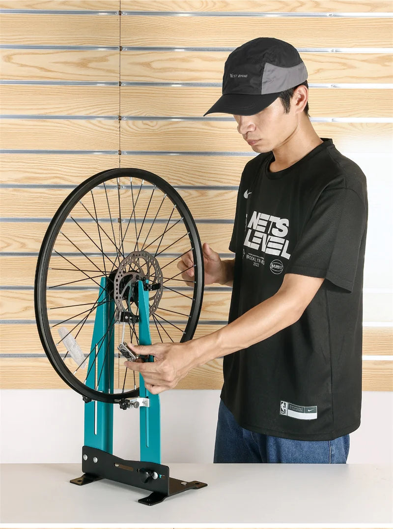 WEST BIKING Bicycle Tuning Table Multi-function Wheel Maintenance Rim Correction Stand Bike Repair Tool For 140-180MM Brake Disc