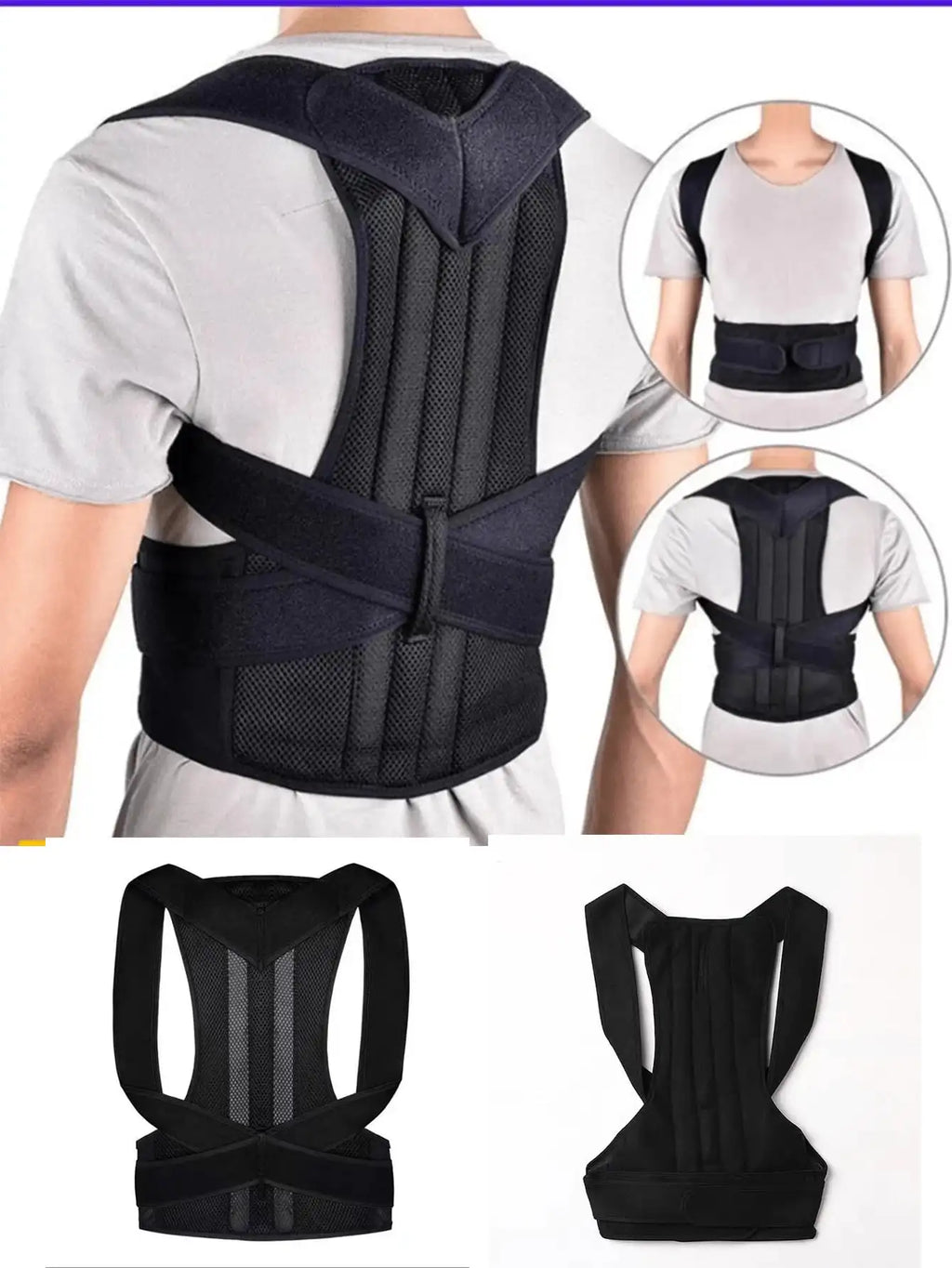 1pc Adjustable Unisex Posture Corrector - Full Back Support - Relieves Neck, Shoulder, Collarbone And Back Pain - Breathable And Adjustable - Corrects Hunchback, Kyphosis, Back Bulge, Thoracic Spine And Spinal Column - Reliev