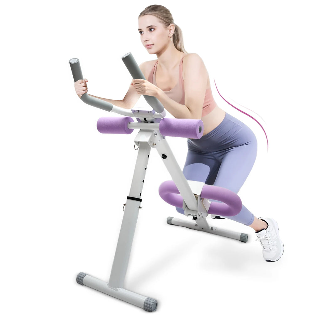 Abdominal Crunch Machine AB Workout Trainers Foldable Full Body Fitness Equipment with Knee & Back Resistance Bands For Home Gym