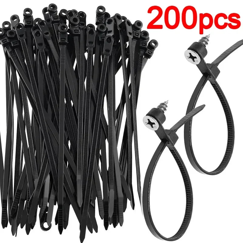 Creative Nylon Cable Ties with Screw Hole Mount Self Locking Loop Wrap Bundle Ties Strap