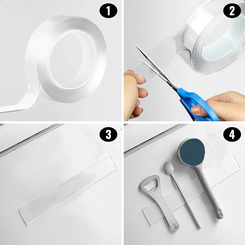 Nano Tape Super Strong Double-Sided Adhesive Tape Transparent Reusable Waterproof Tapes Heat Resistance Bathroom Home Decoration
