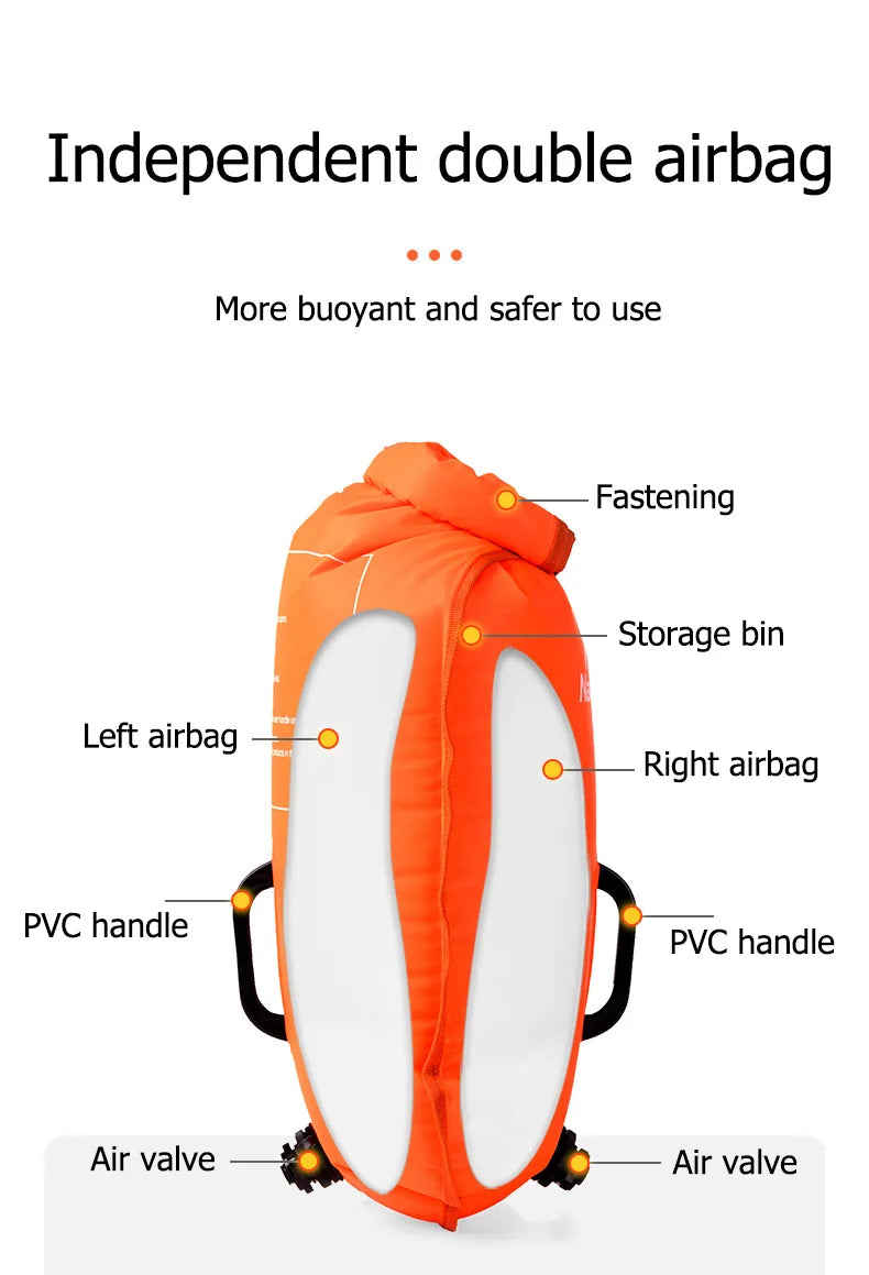 Naturehike Swimming Buoy Storage Dry Bag Adjustable Belt Flotation Bag 3 Layers Inflatable Waterproof Bag Swim Drifting Float