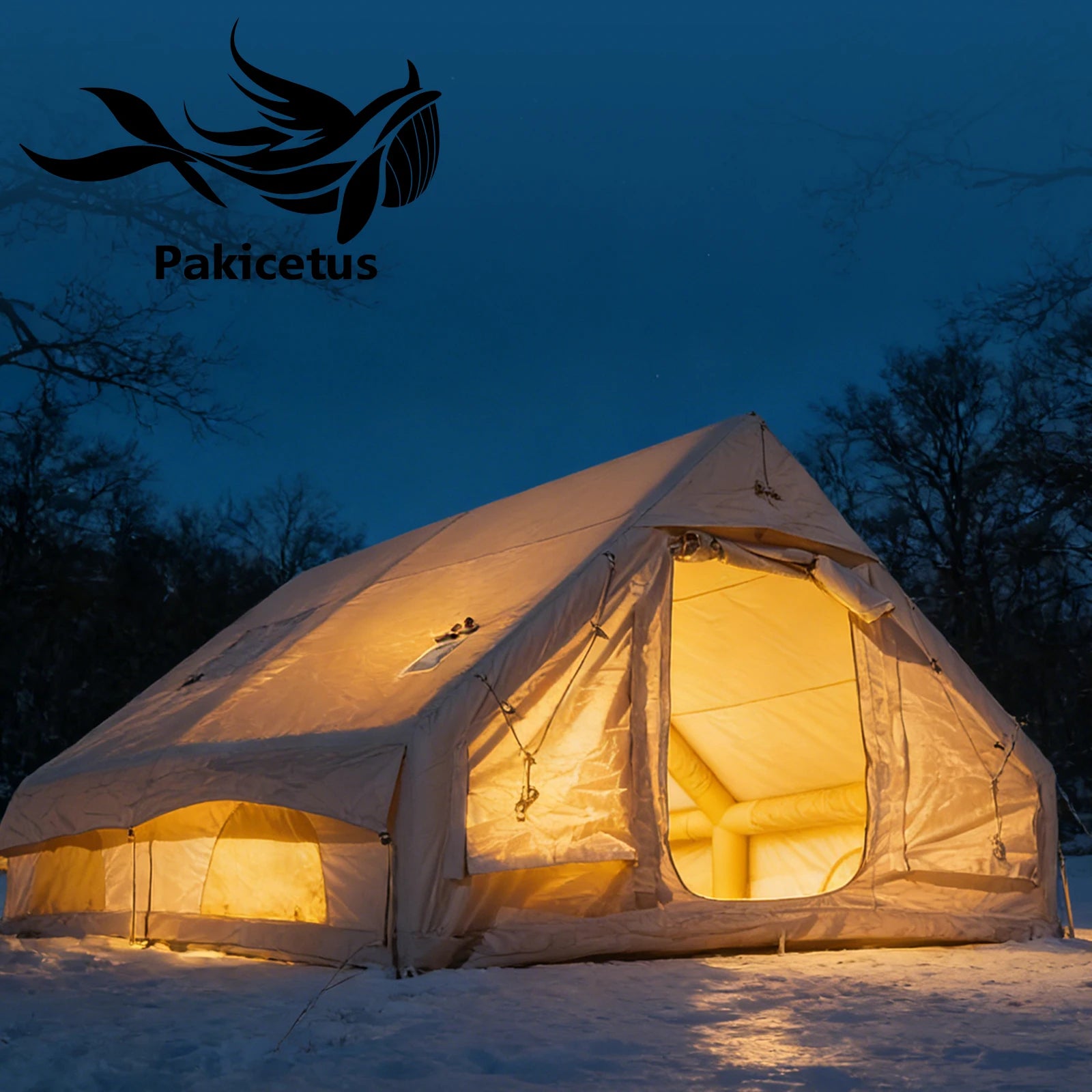 Pakicetus Quick Setup Inflatable Camping Tent, Waterproof Family Tent for 4-8 Persons, Portable Air Tent with Carry Bag