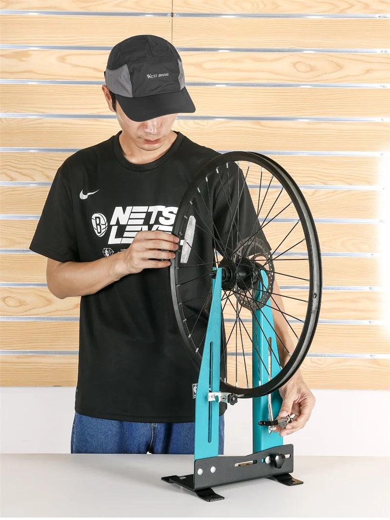 WEST BIKING Bicycle Tuning Table Multi-function Wheel Maintenance Rim Correction Stand Bike Repair Tool For 140-180MM Brake Disc