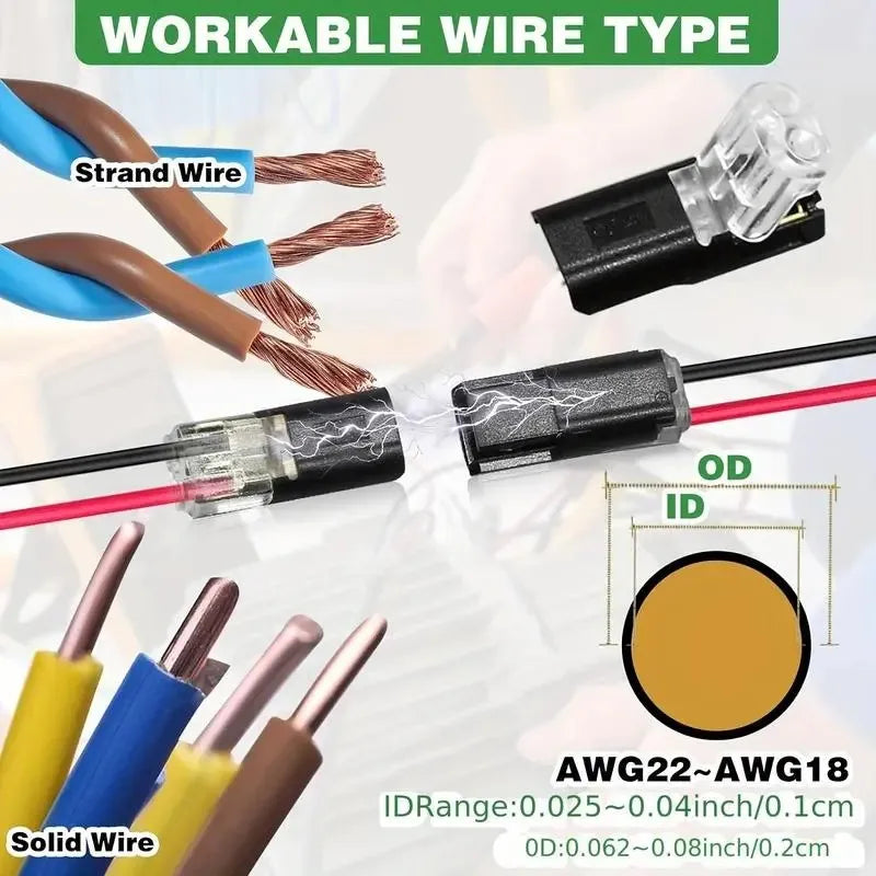 Double-Wire Plug-in Connector Led Light Strip Connectors 2 Pin, Low Voltage Wire Connector with Locking Buckle, Fast Connect Plu