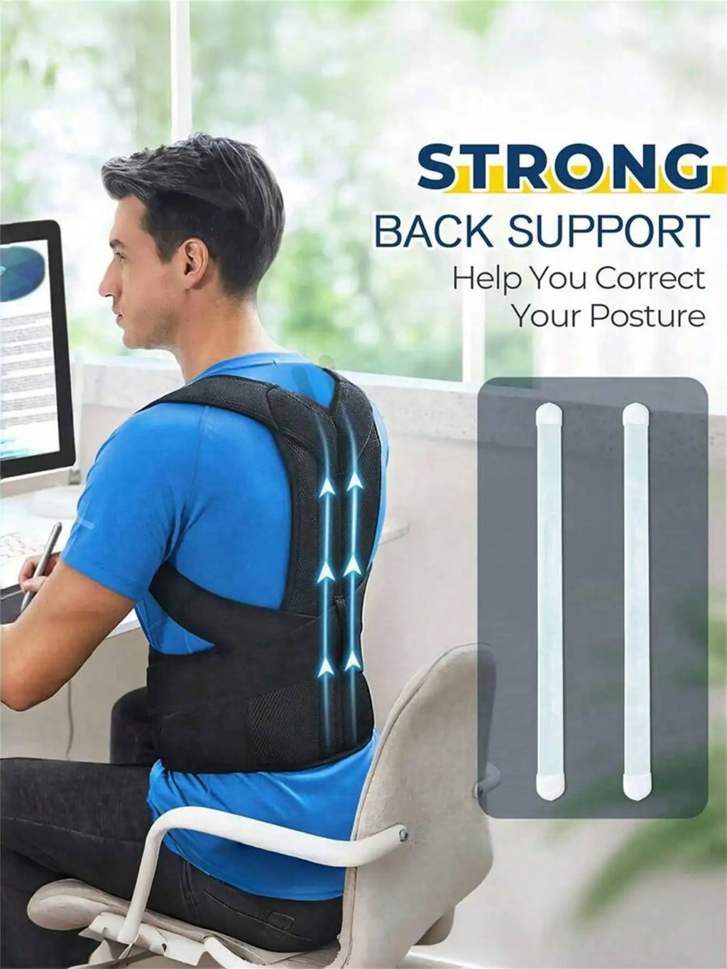 1pc Adjustable Unisex Posture Corrector - Full Back Support - Relieves Neck, Shoulder, Collarbone And Back Pain - Breathable And Adjustable - Corrects Hunchback, Kyphosis, Back Bulge, Thoracic Spine And Spinal Column - Reliev