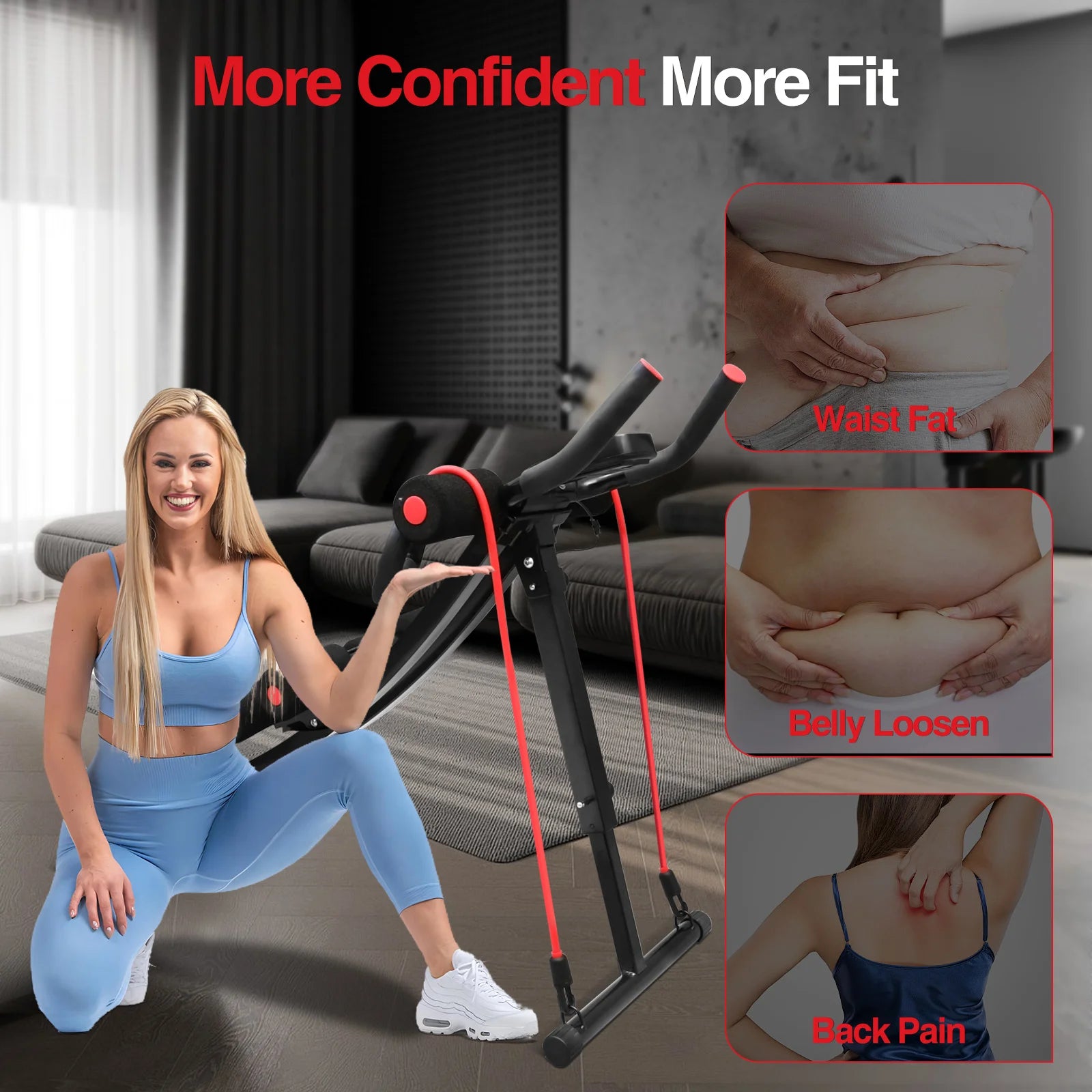 GIKPAL Foldable Ab Machine Ab Workout Equipment for Home Gym,Core & Abdominal Trainer Fitness Equipment Max 440lbs LCD Display