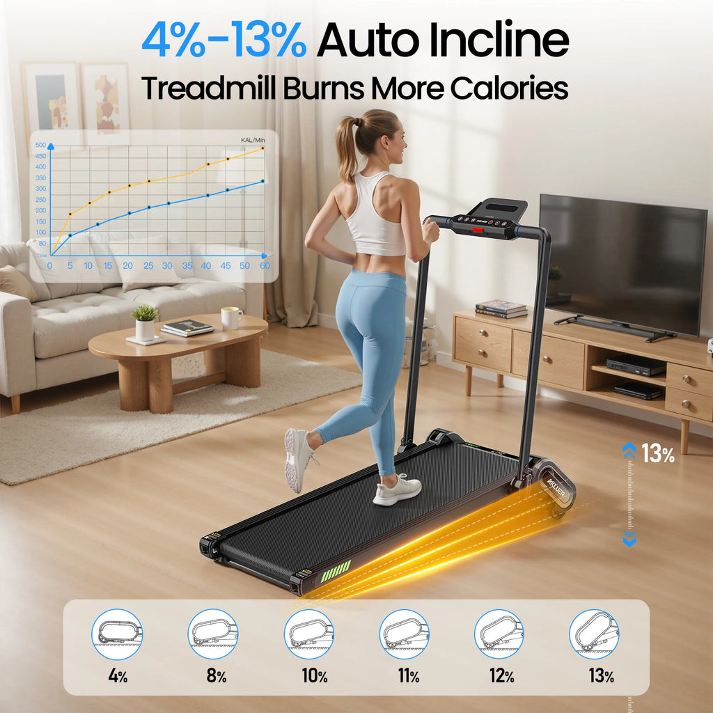 AKLUER Walking Pad Treadmill with Auto Incline, 6 in 1 Under Desk Treadmill, 2.5HP 6-Level Incline for Home with 330LBS Capacity