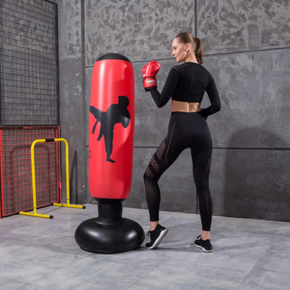 160cm Inflatable Boxing Bag Adult Children Punch Kicking Sandbag PVC Inflatable Tumbler Gym Kids Boxing Training Target