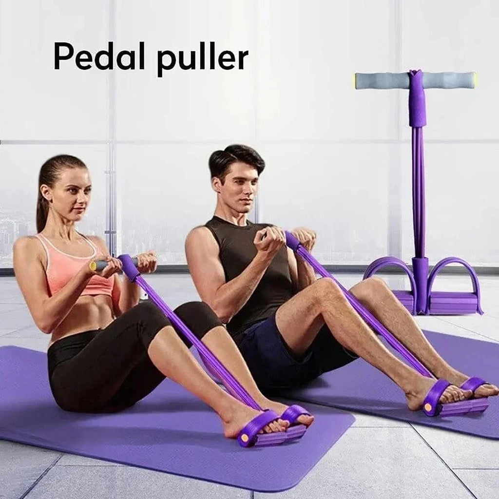 1PC Home Fitness Resistance Bands Set - 4 Elastic Pull Ropes for Full Body Workout Abdominal Exercise Rowing & Other Fitness Activities Strength And Flexibility Enhancer