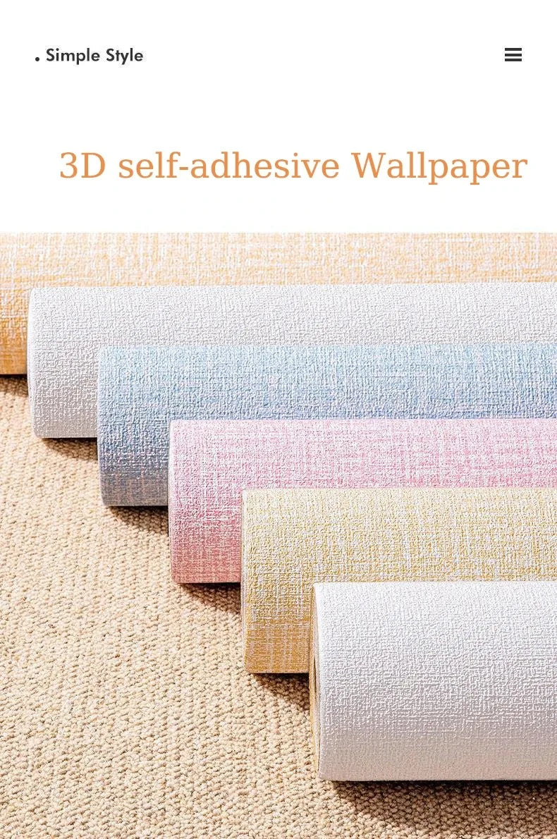 50cm Self-Adhesive Foam Wall Panel Wide 3D Linen PVC Texture Waterproof Soundproof Removable for Living Room Bedroom Home Decor