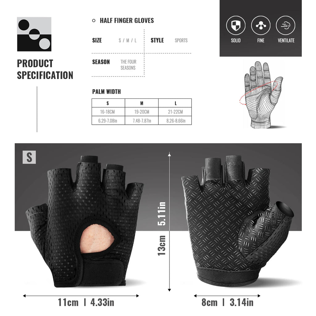 Sport Gloves Breathable Anti-Slip Cycling Fingerless Gloves Gym Training Fitness Ice Silk Gloves Men Women Weightlifting Gloves