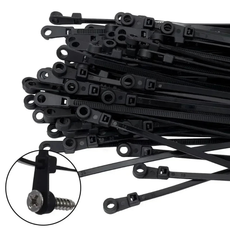 Creative Nylon Cable Ties with Screw Hole Mount Self Locking Loop Wrap Bundle Ties Strap