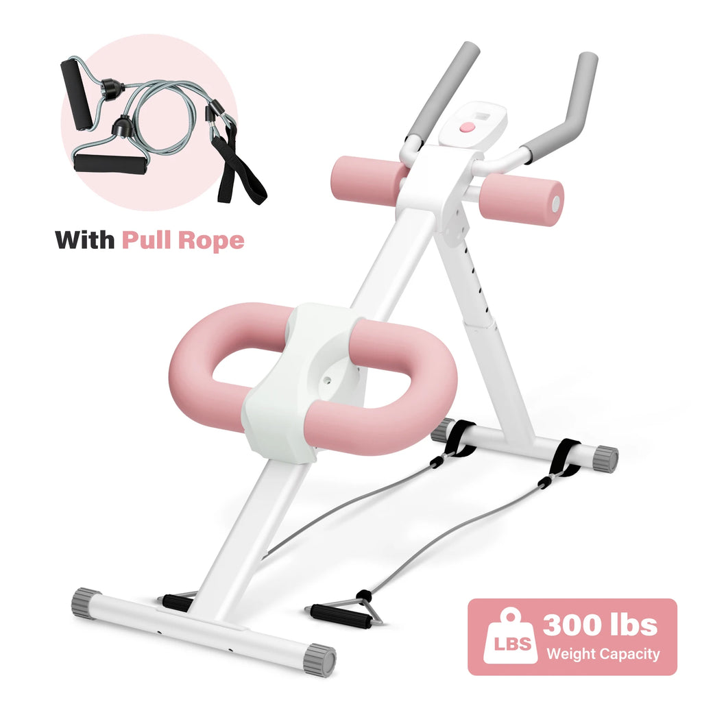 Abdominal Crunch Machine AB Workout Trainers Foldable Full Body Fitness Equipment with Knee & Back Resistance Bands For Home Gym
