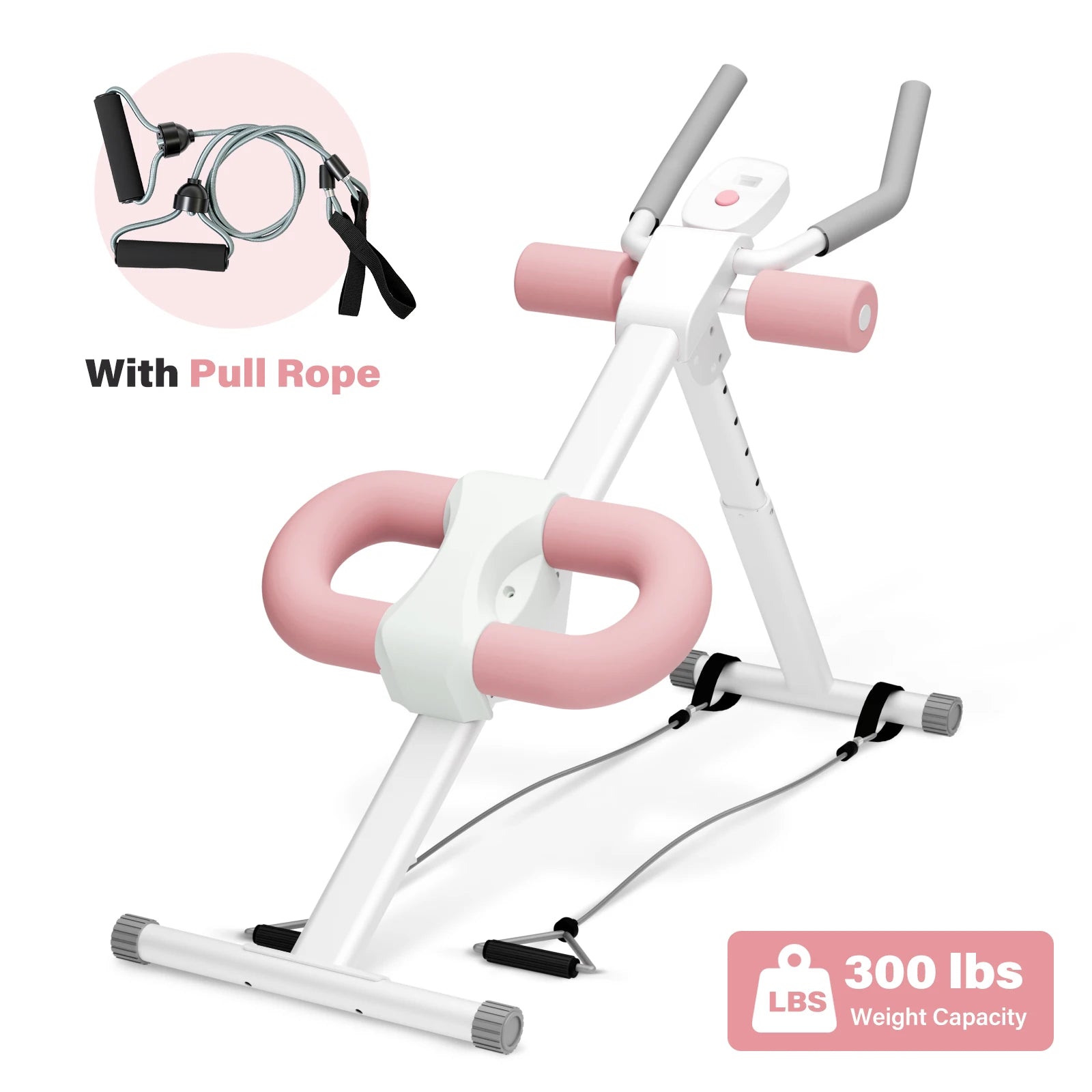 Abdominal Crunch Machine AB Workout Trainers Foldable Full Body Fitness Equipment with Knee & Back Resistance Bands For Home Gym