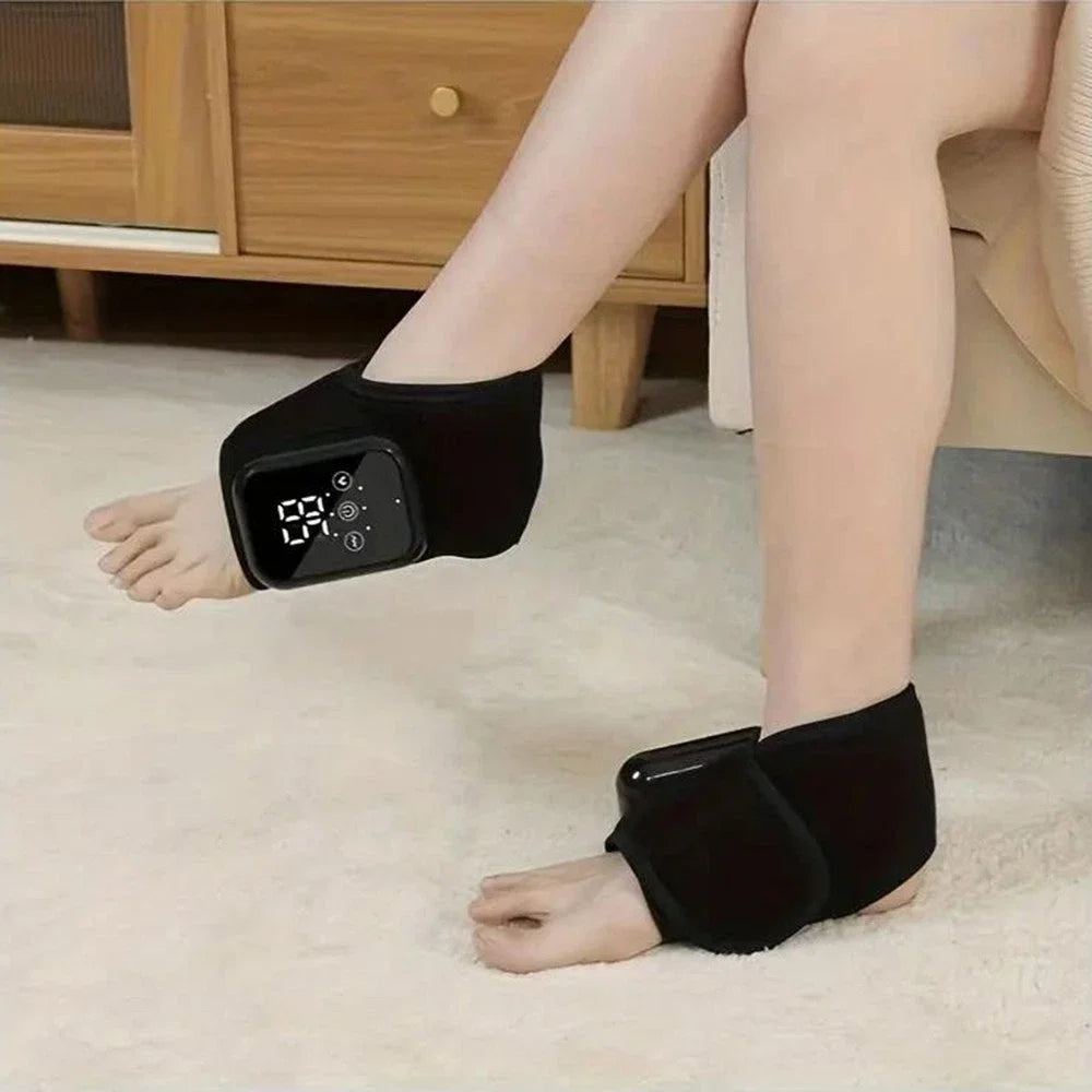 2PCS Electric Foot Ankle Massager 3 Modes Adjustable Vibration Hot Compress Pain Relief Home Ankle Wrist Massage Machine