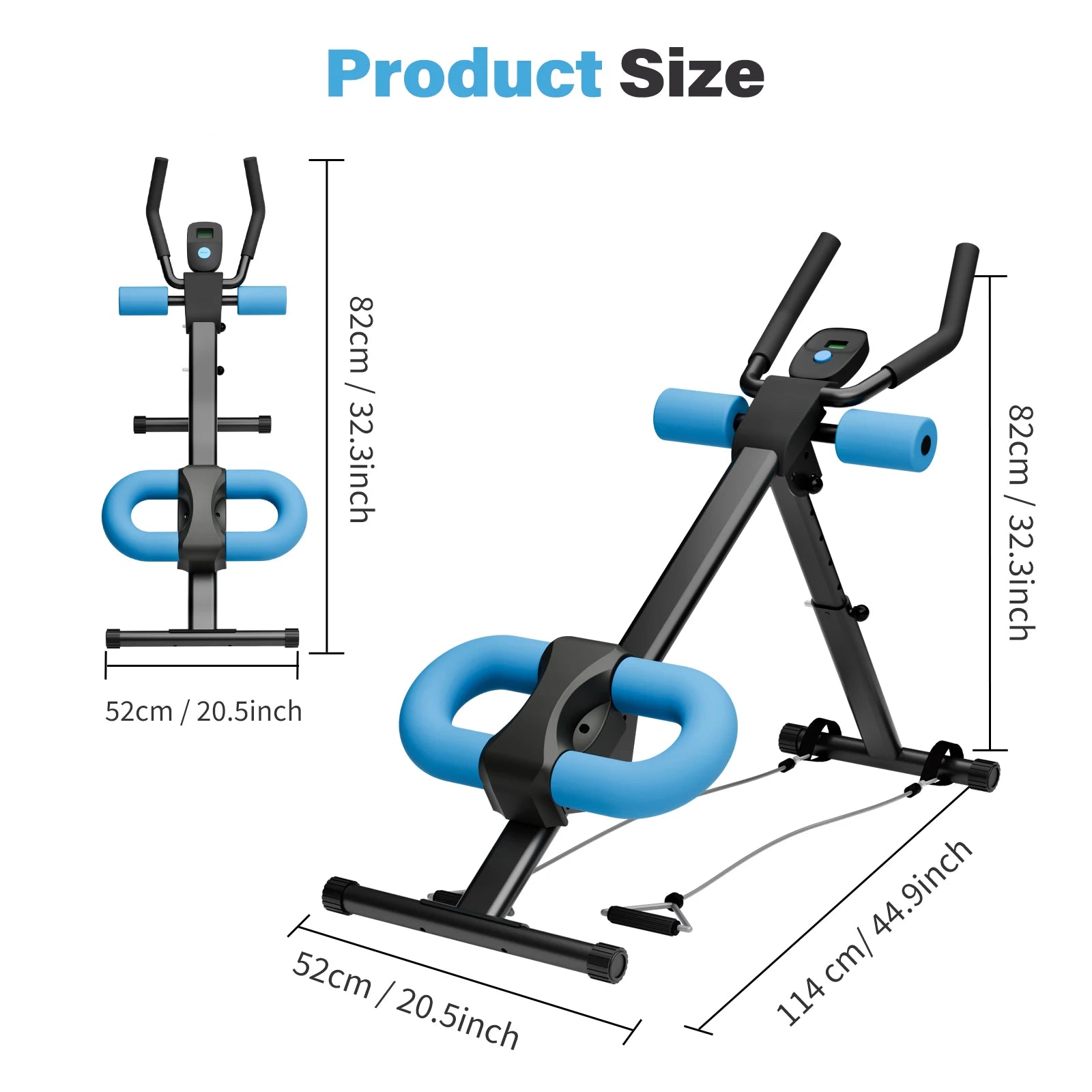 Abdominal Crunch Machine AB Workout Trainers Foldable Full Body Fitness Equipment with Knee & Back Resistance Bands For Home Gym