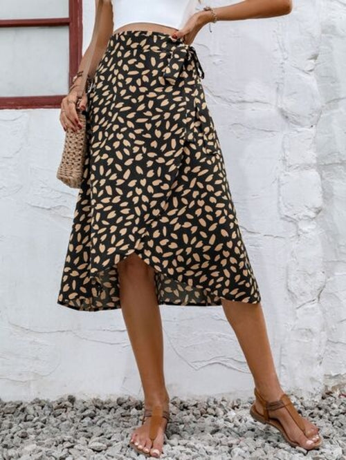 MUNSIEUR Tied Slit Printed Skirt - Luxury Designer Skirt for Women