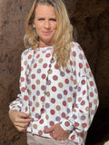 White POlka Dot Knit Criss Cross Top Back
