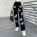 Women’s Wide-Leg Butterfly Jeans – Hot-Flower Vintage Statement Pants