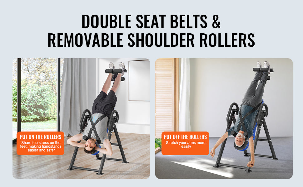 SucceBuy Inversion Table Heavy Duty Inversion Table Decompression Back Stretcher Machine Strength Training Equipment w/Headrest